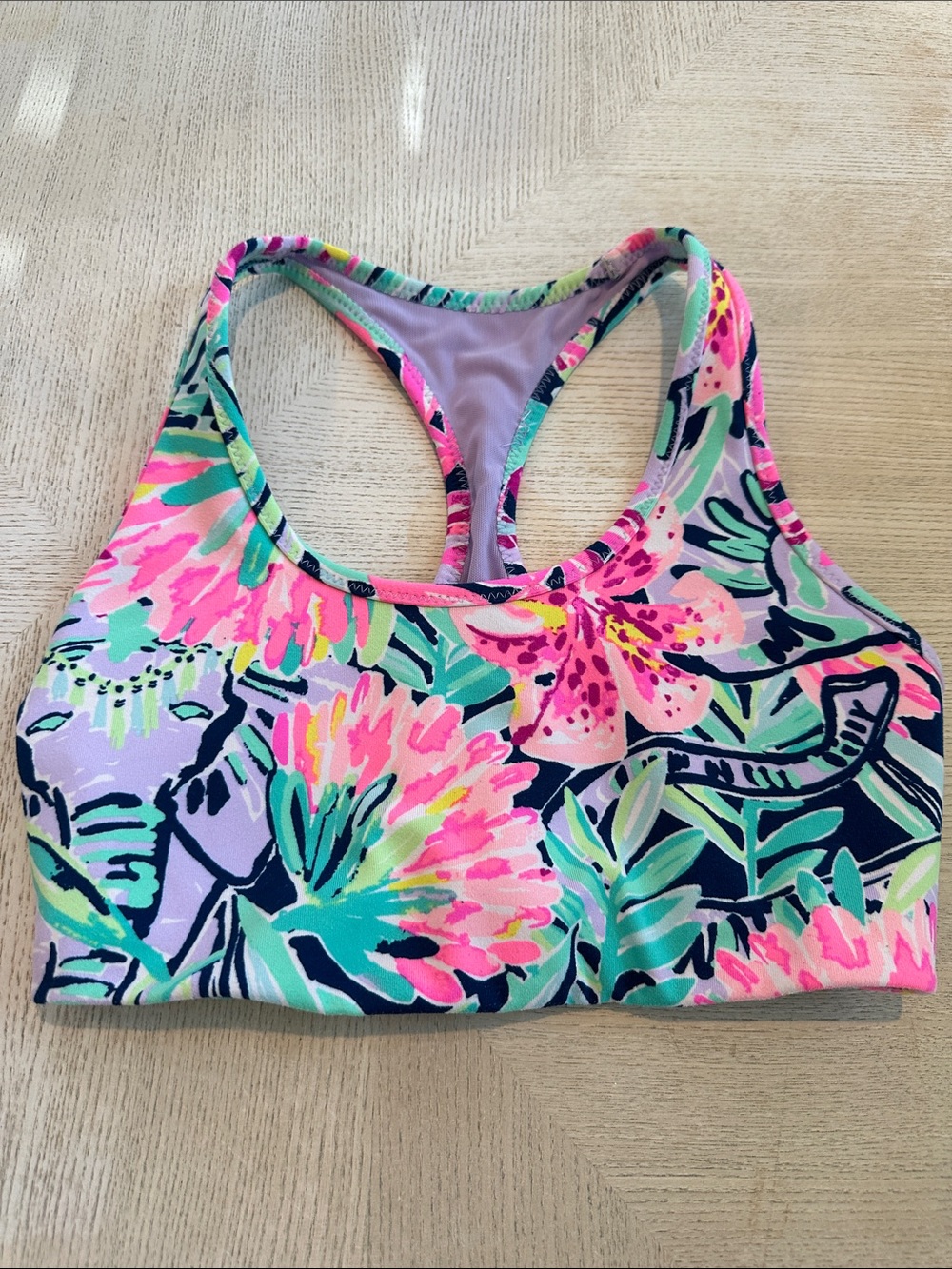 Lilly Pulitzer LUXLETIC Mint, Pink & Navy Floral Racerback Sports Bra